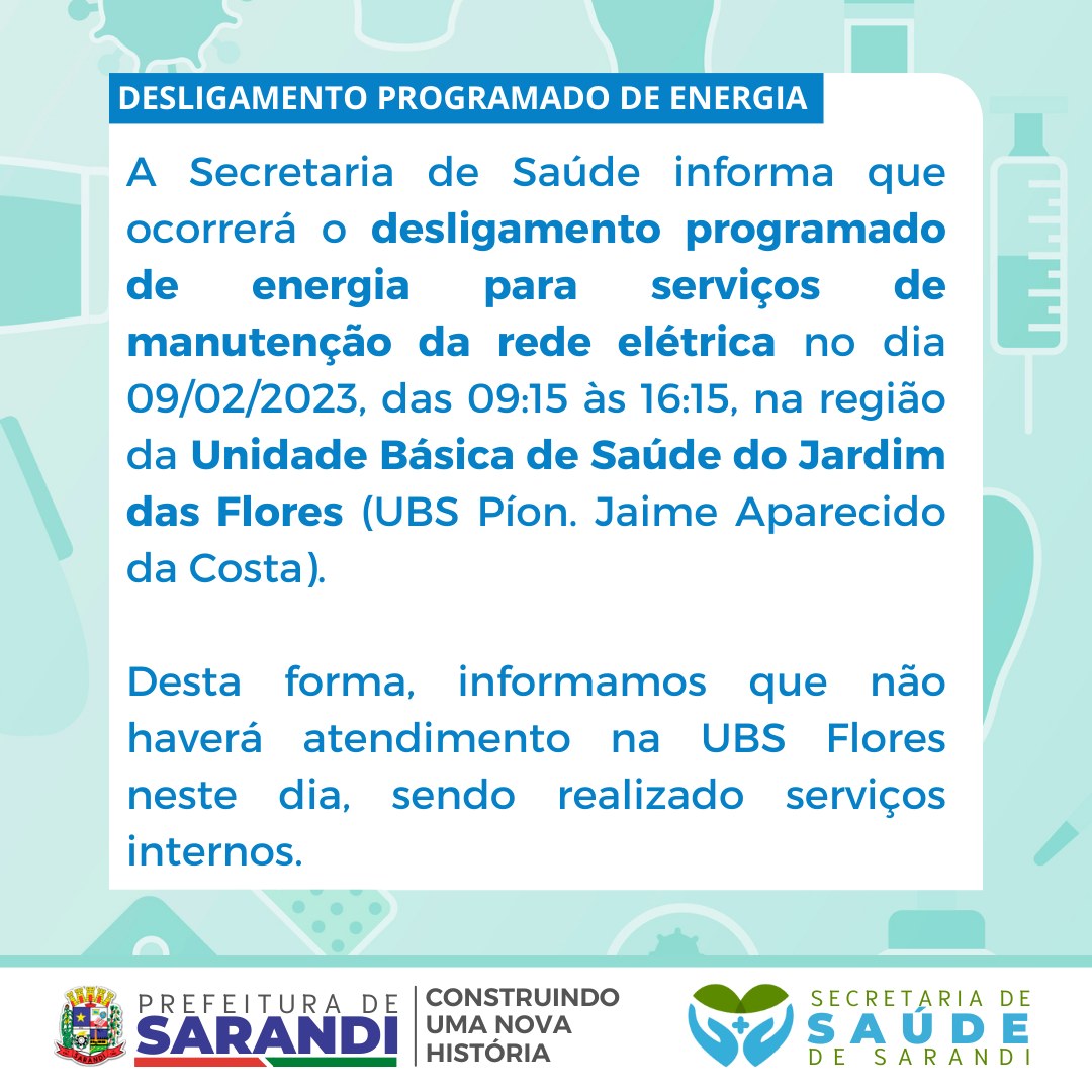 Comunicado - Desligamento programado de energia